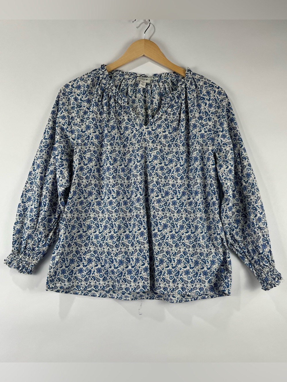 J.Crew 100% Cotton Floral Paisley Relaxed Fit Ruffle Blouse